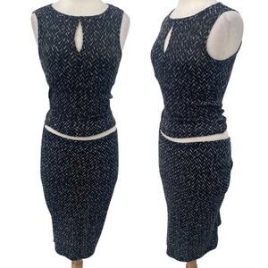 Vintage 90s Rampage Knit Skirt Set Chevron Pattern Metallic Black Small/ Medium